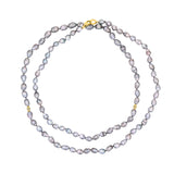 14k Tahitian Keshi Pearl Knotted Necklace with 2 Diamond Barrel Beads - One of a Kind