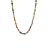 14k Umba Multi Color Sapphire Knotted Necklace with Smooth Rondelle