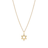 14k Gold 28mm Star of David Pendant on Cable Chain Necklace