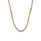 14k Rainbow Sapphire Stone Heart Tennis Necklace "One of a Kind"