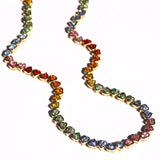 14k Rainbow Sapphire Stone Heart Tennis Necklace "One of a Kind"