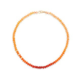 14k Ombre Mexican Fire Opal Knotted Necklace with Rondelles - 21"