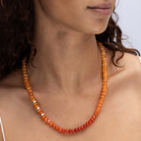 14k Ombre Mexican Fire Opal Knotted Necklace with Rondelles - 21"