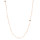 14k Freshwater Pearl Knotted Necklace with Diamond Donuts - 34"