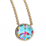 14k Opal Inlay Peace Sign Pendant on Chain Necklace
