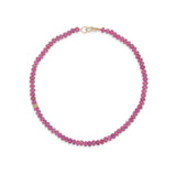 14k Pink Sapphire Necklace with 3 Diamond Rondelles - 17"