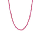 14k Pink Sapphire Necklace with 3 Diamond Rondelles - 17"