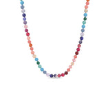 14k Multi Color Gemstone Graduated Knotted Necklace - 17"