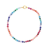 14k Multi Color Gemstone Graduated Knotted Necklace - 17"