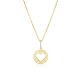 14k Open Heart Pendant on Rolo Chain Necklace - 20"