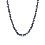 14k Blue Sapphire Knotted Necklace with Evil Eye Rondelle - 18"