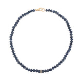 14k Blue Sapphire Knotted Necklace with Evil Eye Rondelle - 18"