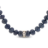 14k Blue Sapphire Knotted Necklace with Evil Eye Rondelle - 18"