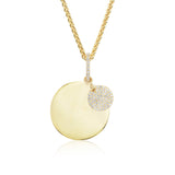 14k Custom Engravable Medallion Pendant with Diamond Disc Charm Necklace - 18"