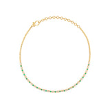 14k Diamond and Emerald Tennis Necklace - 16"