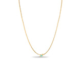 14k Snake Chain Necklace with Emerald Setting - 16 ½"