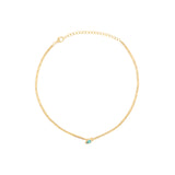 14k Snake Chain Necklace with Emerald Setting - 16 ½"