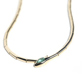 14k Snake Chain Necklace with Emerald Setting - 16 ½"