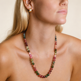 14k Mix Tourmaline Graduated Round Knotted Necklace - One of a Kind