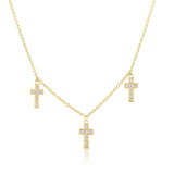 14k Diamond Cross Charms on Cable Chain Necklace