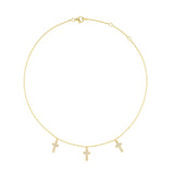 14k Diamond Cross Charms on Cable Chain Necklace