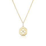 14k Open Clover with Diamond Bezel Pendant on Link Chain - 18"