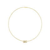 Collier à maillons 14 carats sertis de diamants et d'aigues-marines - 45,7 cm