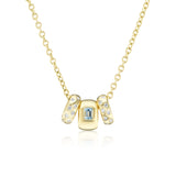 Collier à maillons 14 carats sertis de diamants et d'aigues-marines - 45,7 cm