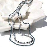 14k Tahitian Keshi Pearl Knotted Necklace with 2 Diamond Barrel Beads - One of a Kind