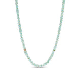 14k Aquamarine & Green Beryl Heishi Bead Necklace - 18"