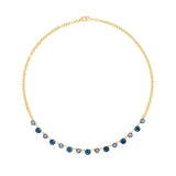 14k Heirloom London Blue Topaz & Aquamarine Necklace with Black Enamel Settings - 18"