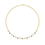 14k Heirloom London Blue Topaz & Aquamarine Necklace with Black Enamel Settings - 18"