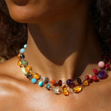 14k Rainbow Mix Gemstone Rope Necklace - One of a Kind