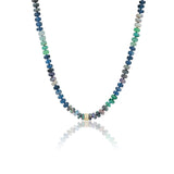 14k Gold and Blue Green Opal Mixed Knotted Necklace - 18"