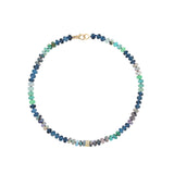 14k Gold and Blue Green Opal Mixed Knotted Necklace - 18"