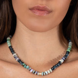 14k Gold and Blue Green Opal Mixed Knotted Necklace - 18"