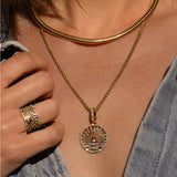 14k Rainbow Gemstone Sunrise Pendant Necklace - 20"