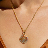 14k Rainbow Gemstone Sunrise Pendant Necklace - 20"