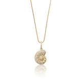 14k Diamond Nautilus Necklace - 30"