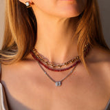 14k Pink Tourmaline Knotted Necklace - 18"