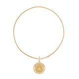 14k Mary Mother of God Diamond Pendant on Franco Chain Necklace - 18"