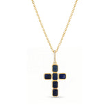 14k Denim Sapphire Bezel Set Cross Pendant