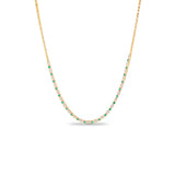 14k Diamond and Emerald Tennis Necklace - 16"