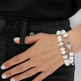 White Pearl and Diamond Rondelle Bracelet