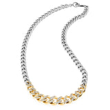 14K Pave Diamond & Silver Tapered Links Curb Chain Necklace - 18"