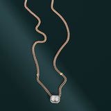 14k Rose Gold Illusion Emerald Cut Diamond Necklace