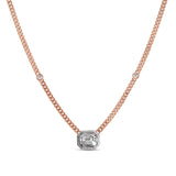14k Rose Gold Illusion Emerald Cut Diamond Necklace