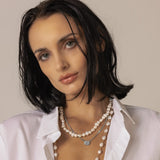 14k White Gold Illusion Emerald Cut Diamond Halo Necklace