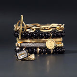 14k Gold Flat Oval Link Bracelet with Toggle