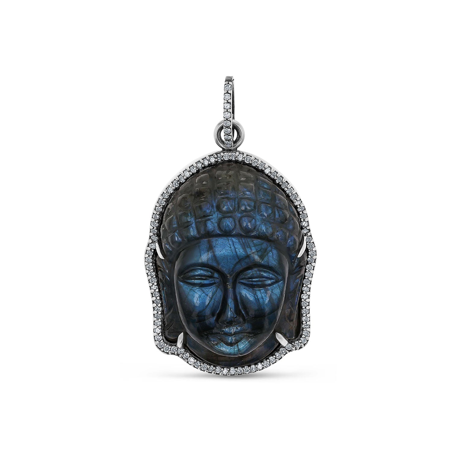 Hand Carved Labradorite Buddha Diamond Pendant – Sheryl Lowe